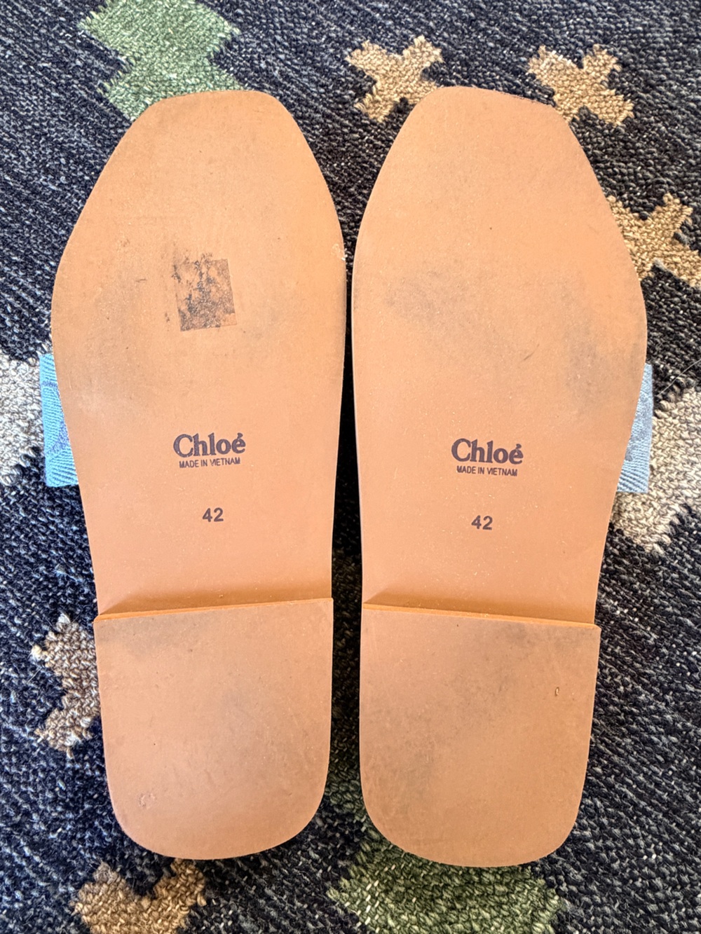 Chloé Woody Flat Slide Sandals Size 42 Washed Blue Fits like 9-9.5! - Picture 8 of 11